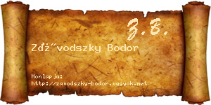 Závodszky Bodor névjegykártya